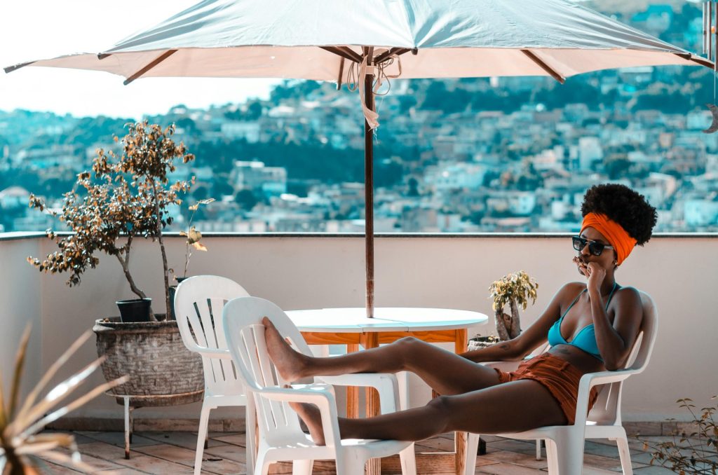 woman lounging while exploring Africa